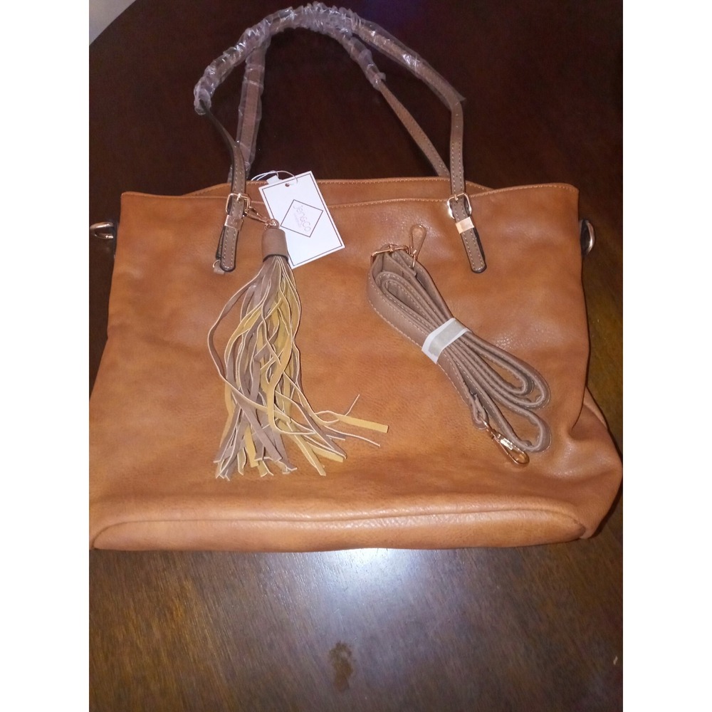 Jen&Co Tote Bag With Double Handles Vegan Light Brown M 1876 C A